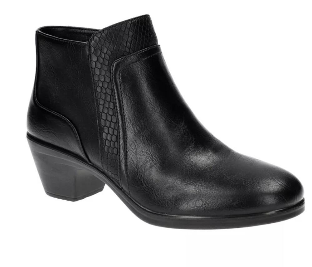Easy Street Langley Boots Women's Size 8 Black Snake Faux Leather Ankle Booties